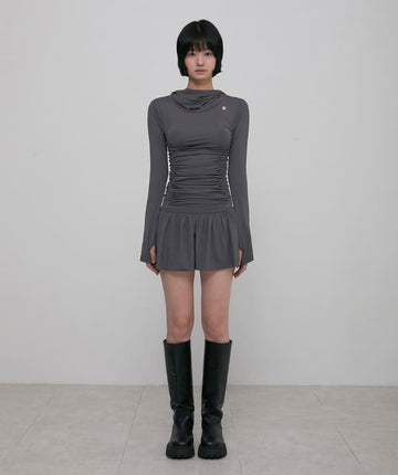 Hooded High Neck Long Dress
